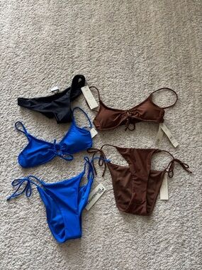 NWT Walmart Bikini’s in Blue, Brown & Black